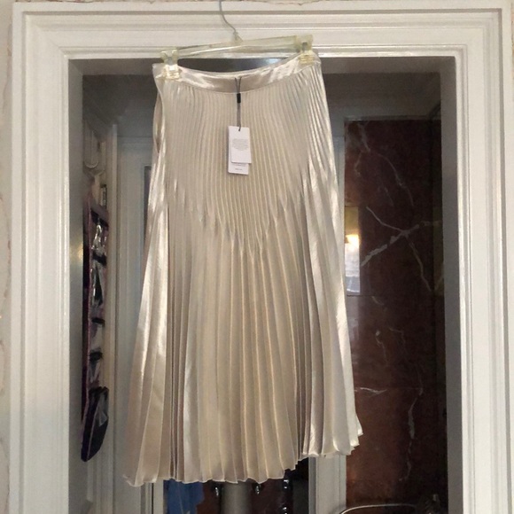 Reiss metallic silver midi pleats skirt - Picture 3 of 3